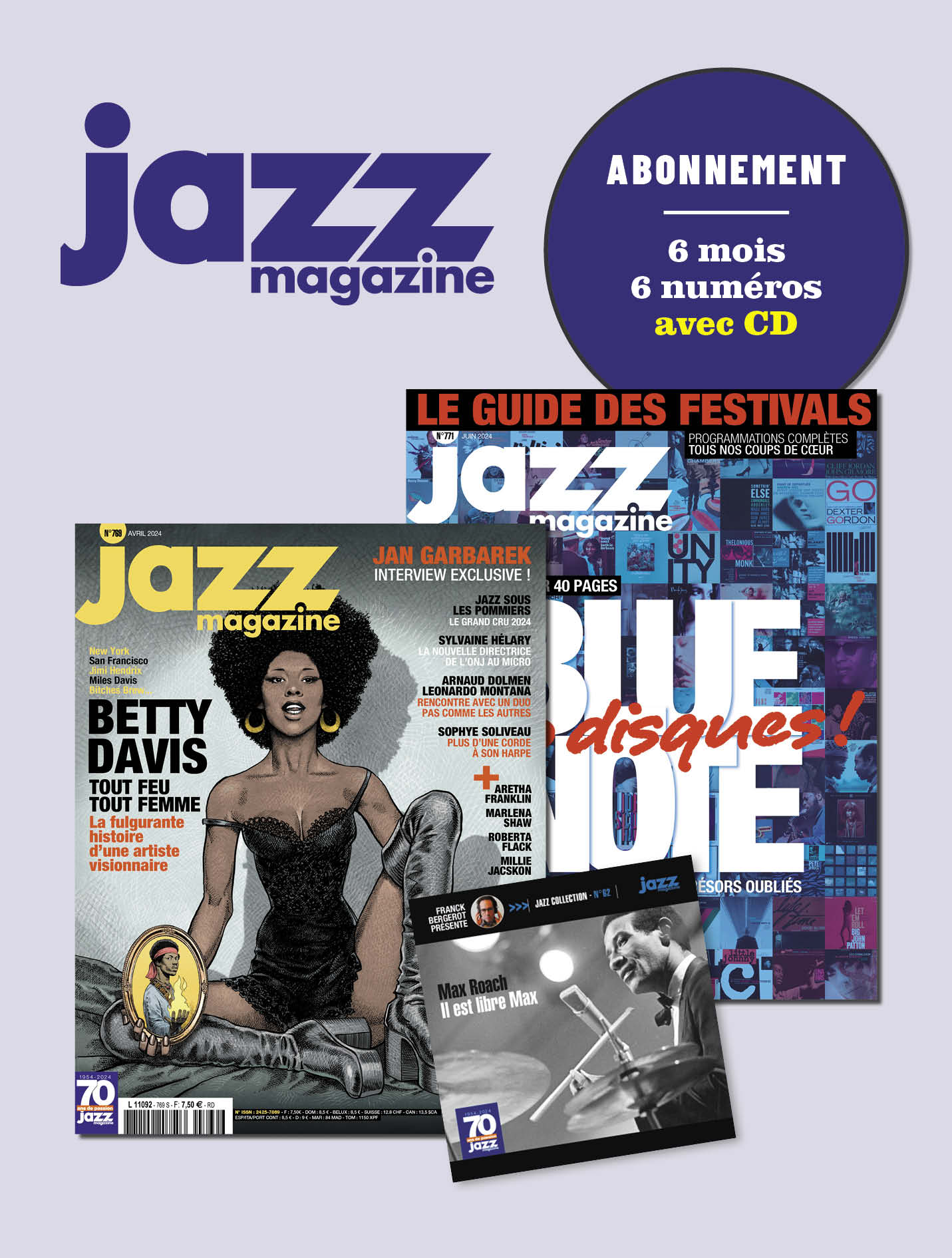 Jazz Magazine 6 mois - 6 numéros avec CD