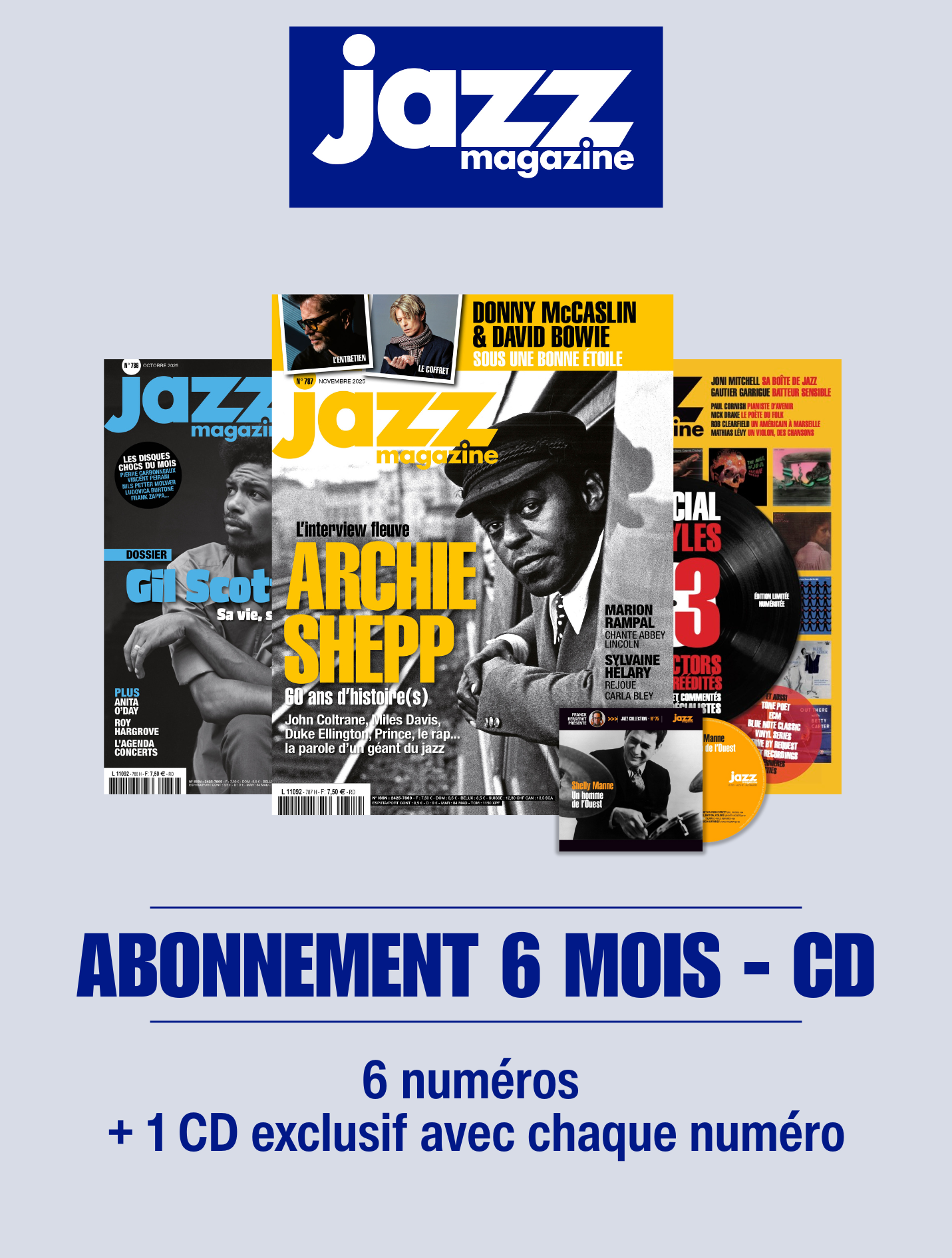 Jazz Magazine 6 mois - 6 numéros avec CD
