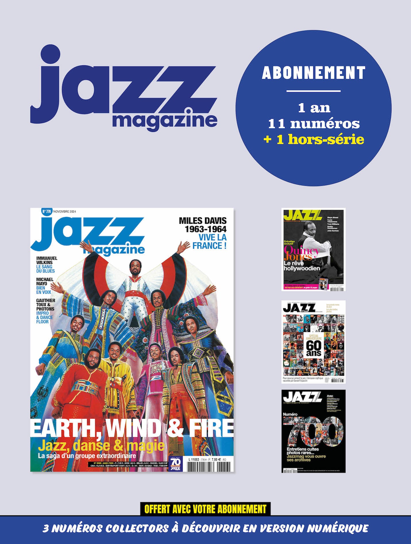 Jazz Magazine 1 an - 11 numéros + 1 hors-série + 3 numéros collectors offerts