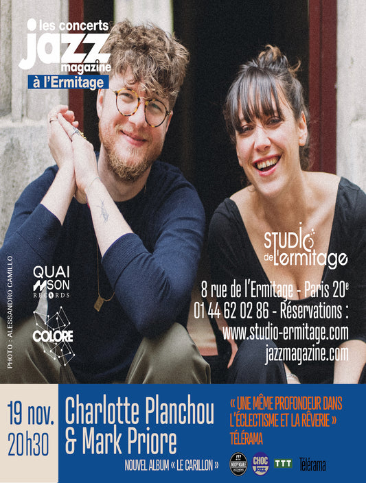 Charlotte Planchou & Mark Priore, le 19 novembre au Studio de l'Ermitage (Paris 20)