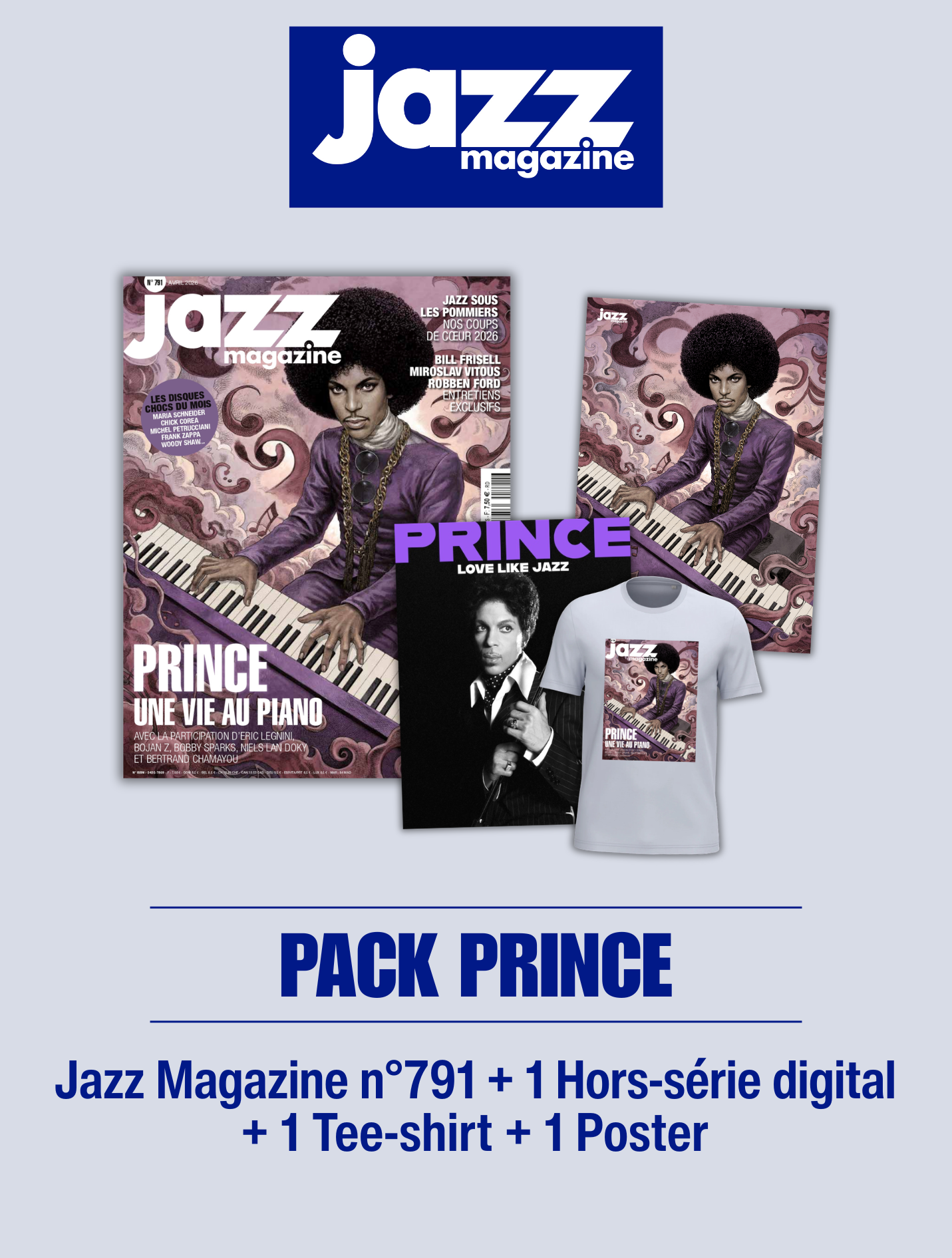 PACK EXCLUSIF - Prince (Jazz Magazine N°791, Hors-série digital, Tee-shirt, Poster)